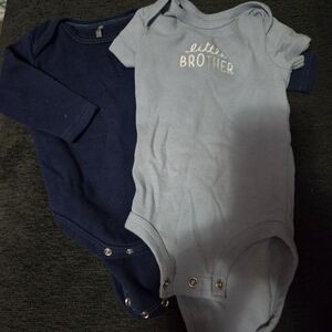 3-6 Month Onesies Navy and Light Blue